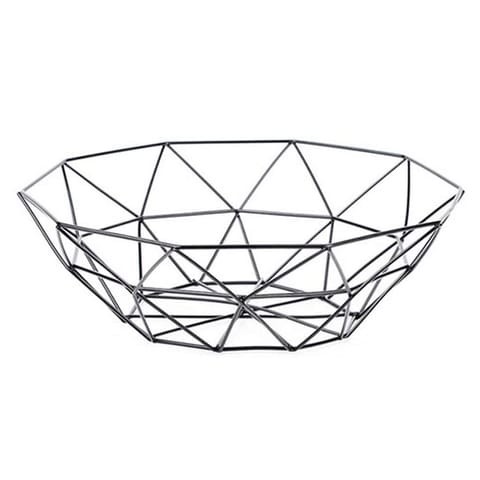 Iwanto Metal Fruit Basket Design Living Room Kitchen Table Decoration Bowl - Black Paint