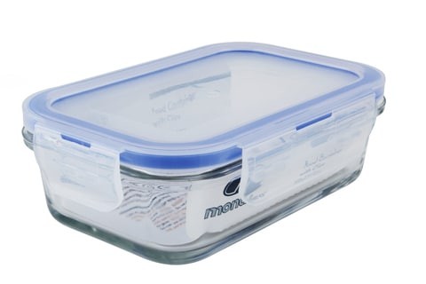 Mondex CMN0094 Rectangular Glass Food Container 350 Ml With Blue Lid