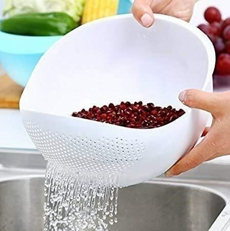 Aiwanto Kitchen Washing Pot Rice Washing Vessel Plastic Fruits Vegetables Washing Box Basket