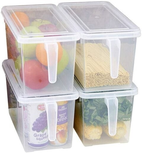 Aiwanto 4 Pcs 5L Storage Box Kitchen Storage Box with Lid Kitchen Storage Container Bathroom Storage Box Tray Transparent Storage Box Refrigerator Storage Containers