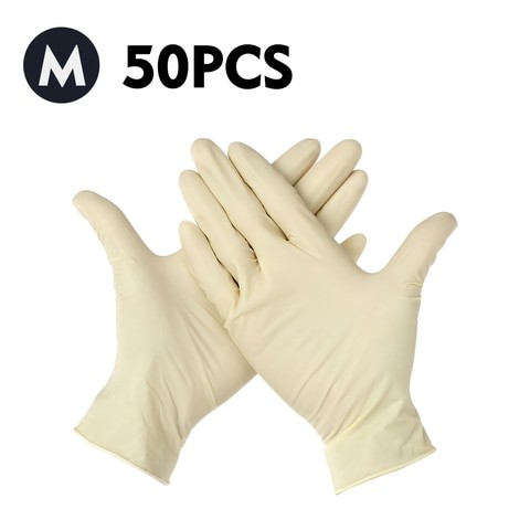 Generic- (M) 50 Pcs / Disposable Rubber Gloves Powder-Free Latex Stretchy Sterile Gloves Food Safe Grade For Home Food Lab Use