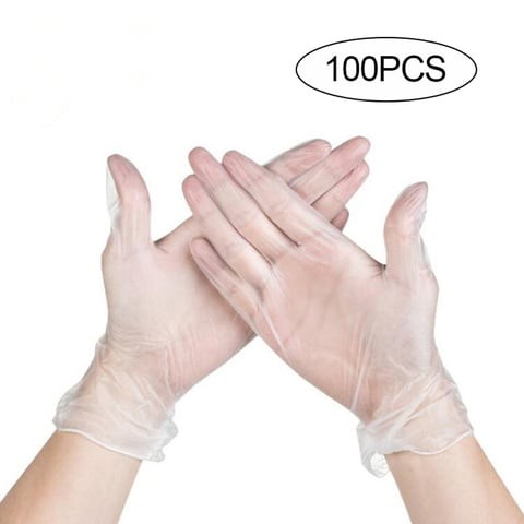 Generic Gloves - 100pcs Disposable Transparent Gloves Cleaning Powder Free Home Work Hair Protection PVC Oil-Proof