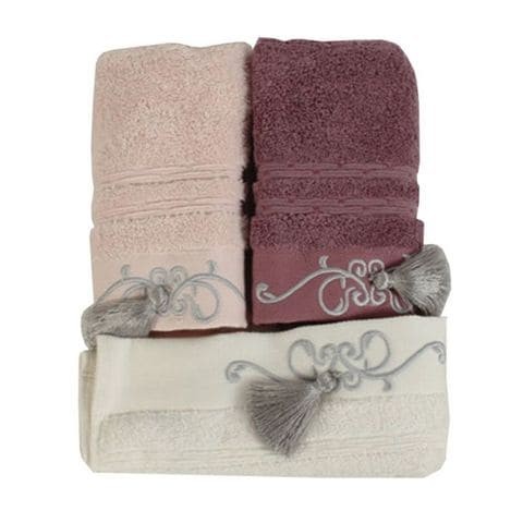 Eco Cotton Hand Towel Set - White/Powder/Damso