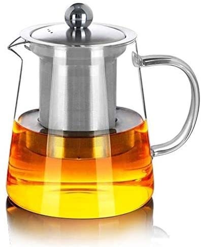 Generic Heat Resistant Glass Teapot 950ml With Conical Stainless Steel Lid And Strainer