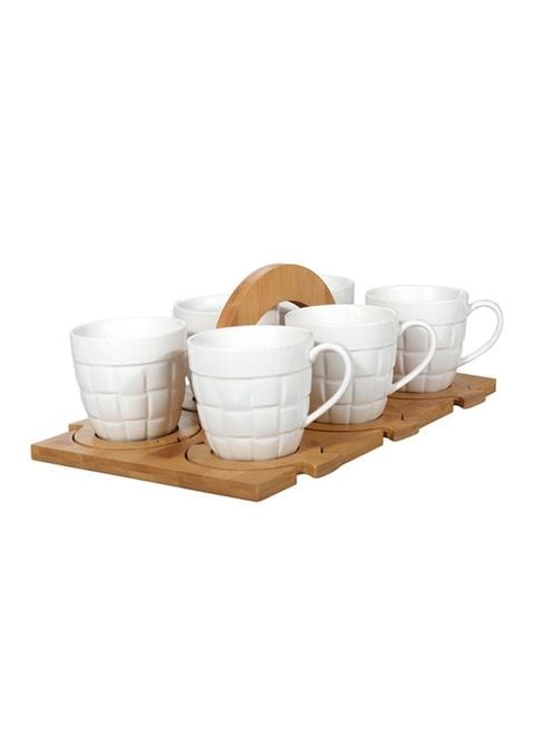 ROYALFORD Porcelain Tea Cup Set of 13 Pieces White/Brown