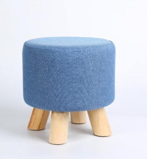 LINGWEI Round Footrest Ottoman Stool Pouffe Chair Round Foot Stool Chair Change Shoe Stool Feet Rest Stool Fabric Padded Seat Pouf Ottoman Blue