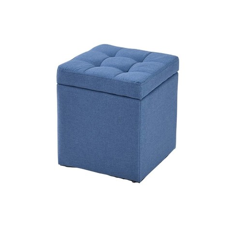 LINGWEI Ottoman Footrest Storage Stool Foot Rest Stool Chair Sofa Shoe Bench Storage Stool Cube Footstool Pouf Stool Seat Toy Box Chest Foldable Storage Box Blue