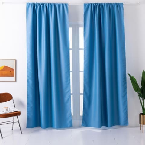 Less Deals - Blue Window Curtains, Set of 2.