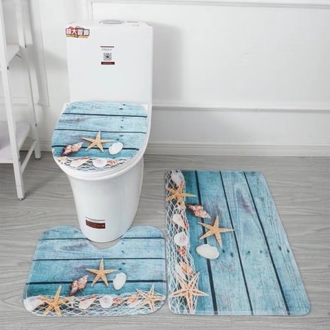 European Pattern Soft Bathroom Bath Mat Floor Rug Carpet With 3pcs Size 45 x70CM (Printed, 45x70CM)