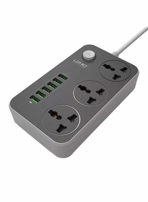 6-port Usb Power Strip With  3 Anti Static Ac Sockets Black 162 x 97 x 38 millimeter