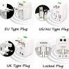 PI Controls&reg; Universal All In One Travel Adapter AC Power Plug Adapter with Dual USB Ports for USA EU UK AUS Cell Phone Laptop (White)