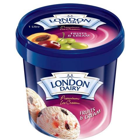 London Dairy Ice Cream Fruit &amp Cream 1 Liter