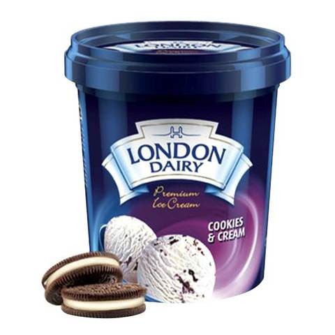 London Dairy Cookie and Cream Ice Cream Cup 125ml