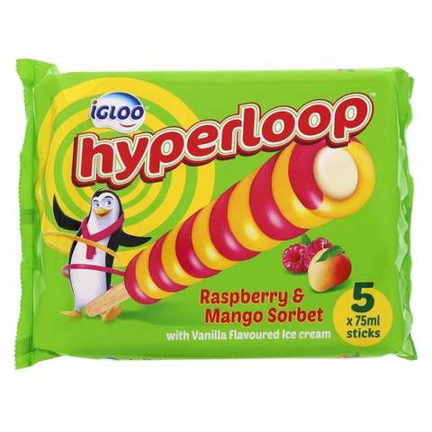 Igloo Hyperloop Ice Cream Raspberry Mango Sorbee 75 ml x 5 sticks