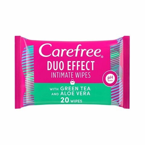 Carefree Intimate Wash Green Tea Aloe Vera 200ml + Aloe Vera Carefree Wet Wipes 20 Wipes