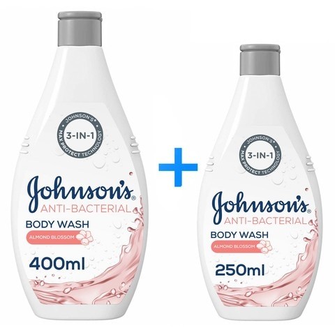 Johnson's Anti-Bacterial Body Wash With Almond Blossom 400ml + 250ml