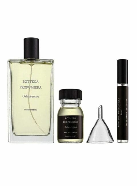 Perfume set (Galantomo Eau de Parfum 100ml, Galantomo Eau de Parfum 30ml, Eau de Parfum Roma 10ml, funnel)