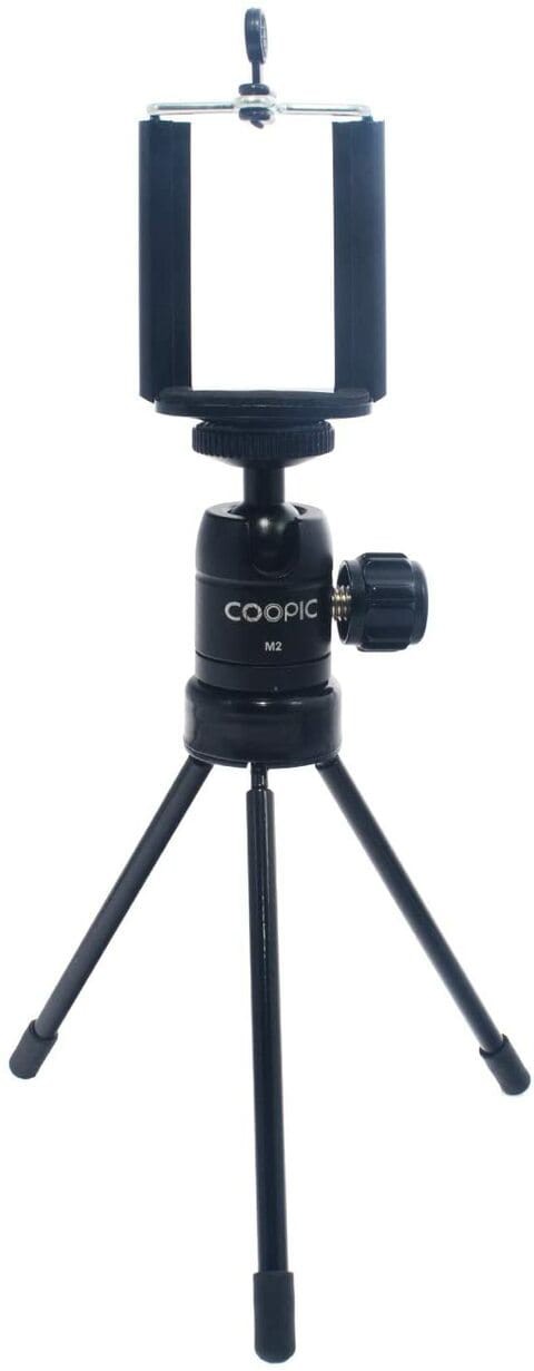 Coopic Tr-08 Max Height 135mm Mini Metal Tripod With M2 Ball Head And Mobile Holder For DSLR Cameras And Video Cameras