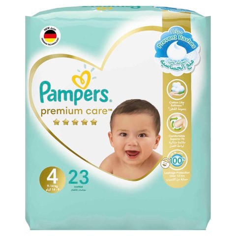 Pampers Premium Care Diapers Maxi Size 4 9-14kg Carry Pack 23 Count