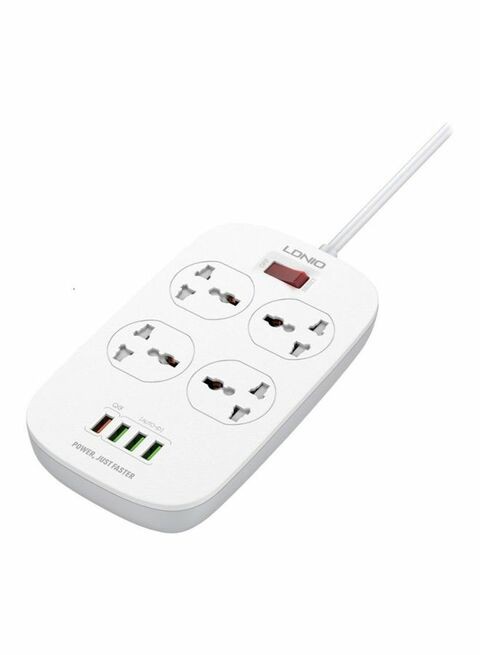 Ldnio USB Power Strip With Socket White 2Meter