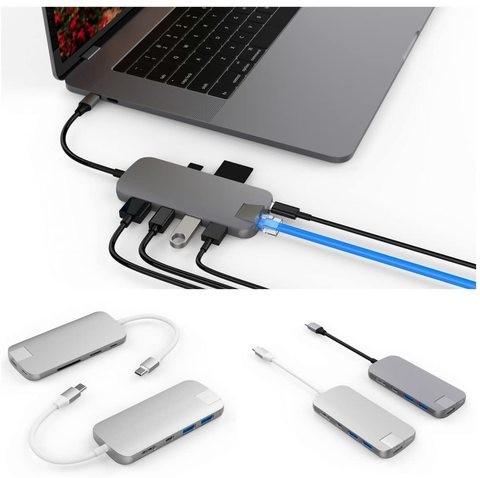 HYPER DRIVE  8 in 1 SLIM USB-C HUB - SILVER