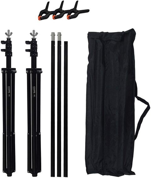 Coopic S02 Background Stand Kit: 1Pc 2m*2m/200cm*210cm Backdrop Background Stand, 1.6m*3m White Black Green Non Woven Backdrop, 3Pcs Clamp Clips For Photography Adjustable Photo Video Studio