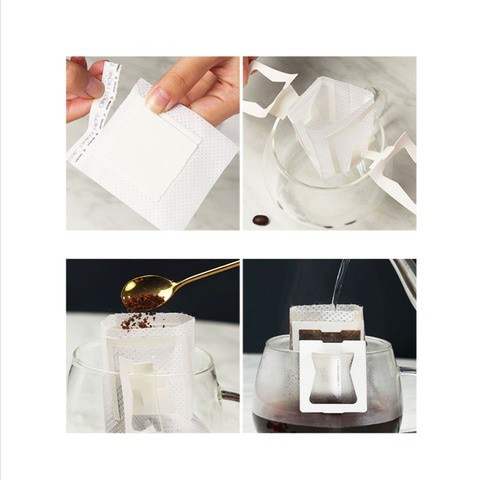 50-Piece Portable Hanging Coffee Filter Paper Bag White