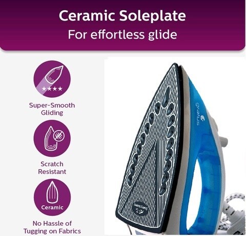 Gratus 1200W Ceramic Soleplate Steam Iron - Dry / Steam GSI1200UC