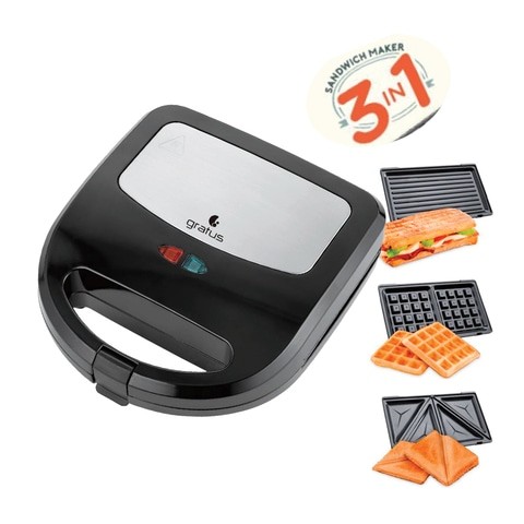 Gratus Sandwich Maker Sandwich, Grill &amp; Waffle Maker 750W - GSM750UC