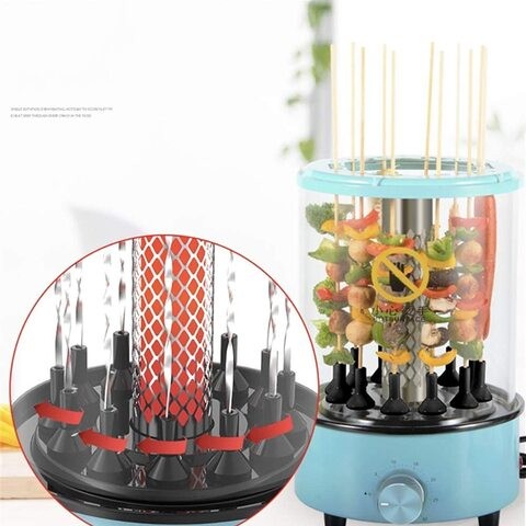 Electric Automatic Rotating Barbecue Machine, Automatic Rotating Indoor Smokeless Small Grill, Fast Grill Equipment, 12 String Automatic Rotating Oven, Use Time Control,Pink