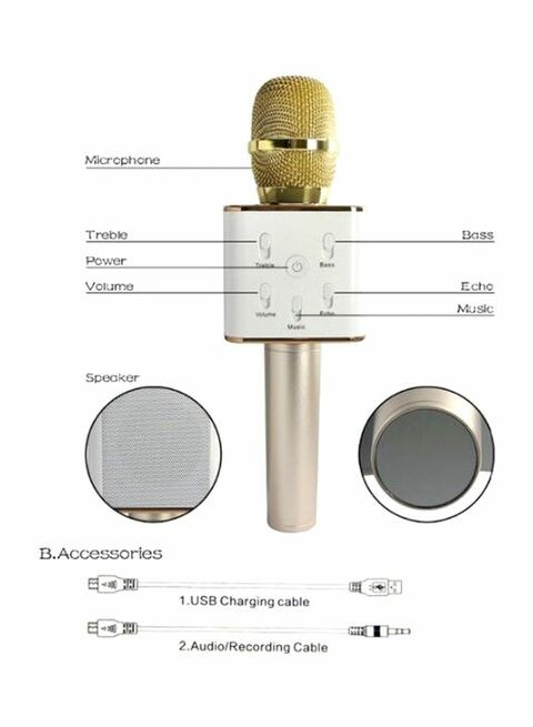 Bluetooth Karaoke For Smart Phone Gold, White