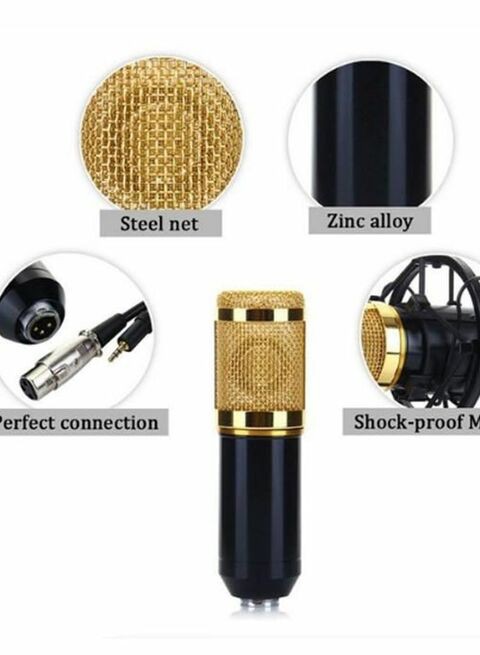 Generic Recording Condenser Microphone With Stand Bm-800 Gold/Black