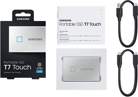 Samsung 2TB T7 TOUCH USB3.2 With Fingerprint And Password Security Portable SSD Black - MU-PC2T0K