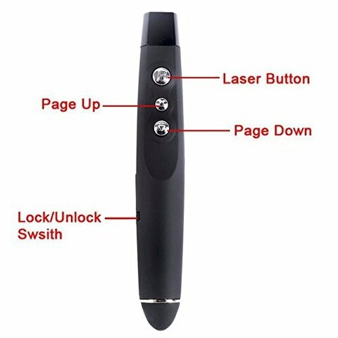 Portable comfortable handheld PP 100 is a standard presenter with a high intensity red laser light.