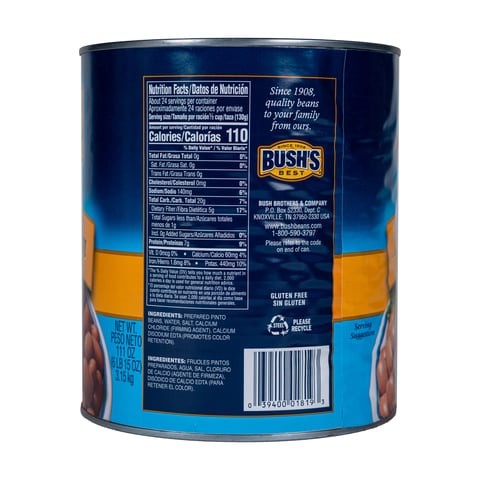 Bushs Best Pinto Beans in brine (3.15Kg X 6) Low Sodium, US Grade A