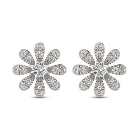 18k BLOSSOM DIAMOND EARRING 0.19 CTS-Yellow Gold