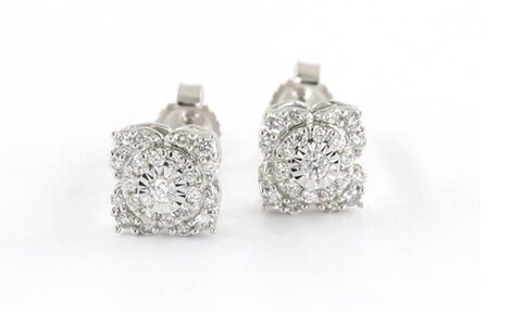 18k ILLUSION DIAMOND EARRING 0.29 CTS-White Gold