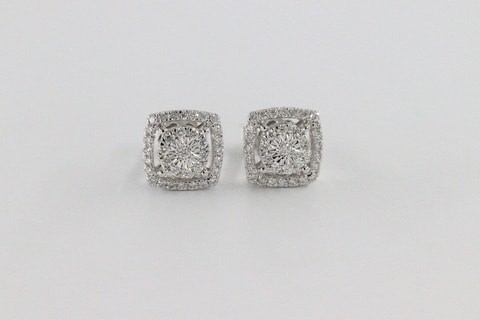 18k ILLUSION DIAMOND EARRING 0.3 CTS-White Gold