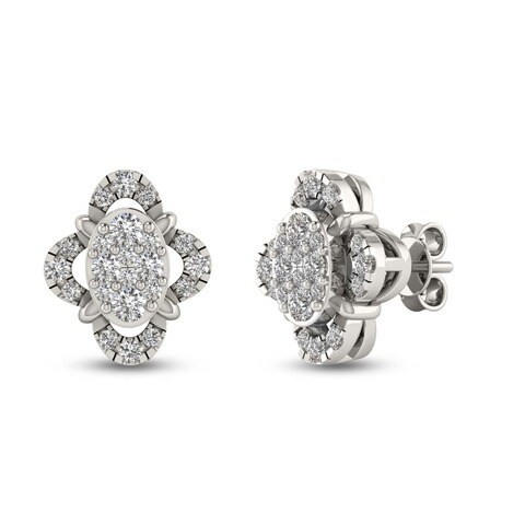 18k ILLUSION DIAMOND EARRING 0.25 CTS-White Gold