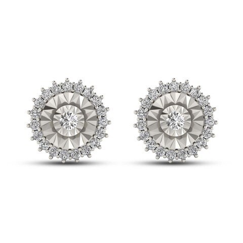 18k ILLUSION DIAMOND EARRING 0.18 CTS-White Gold