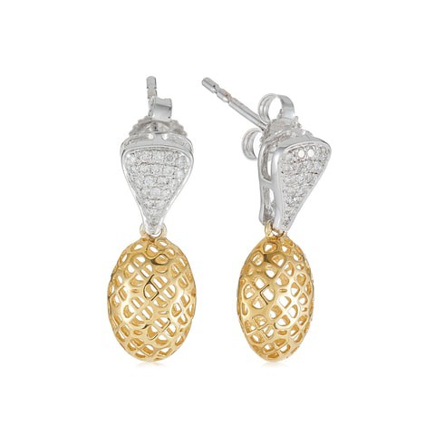 18k ILLUSION DIAMOND EARRING 0.18 CTS-Yellow Gold