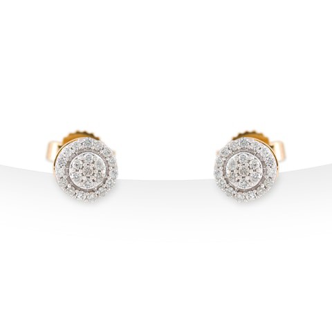 18k ILLUSION DIAMOND EARRING 0.14 CTS-Yellow Gold