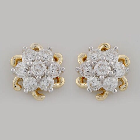 18k NAKSHATRA DIAMOND EARRING 0.35 CTS-Yellow Gold