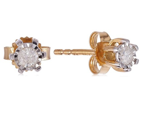 18k ILLUSION DIAMOND EARRING 0.14 CTS-Yellow Gold