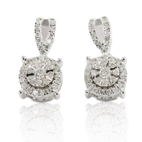 18k ILLUSION DIAMOND EARRING 0.21 CTS-White Gold