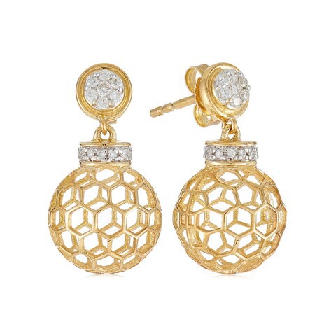 18k ILLUSION DIAMOND EARRING 0.18 CTS-Yellow Gold