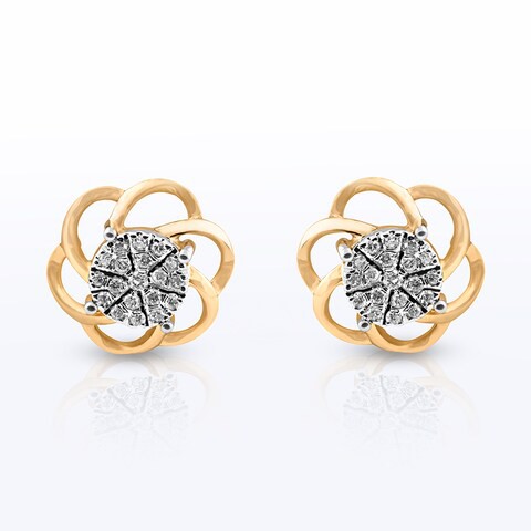 18k ILLUSION DIAMOND EARRING 0.12 CTS-Yellow Gold