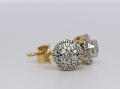 18k ILLUSION DIAMOND EARRING 0.22 CTS-Yellow Gold