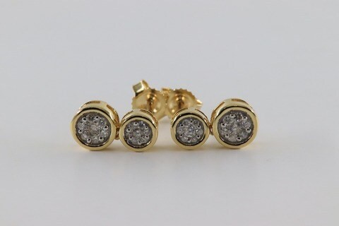 18k ILLUSION DIAMOND EARRING 0.2 CTS-Yellow Gold