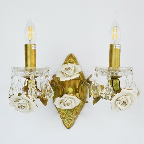 Antique Candle Flower Wall Light W0895-2 White